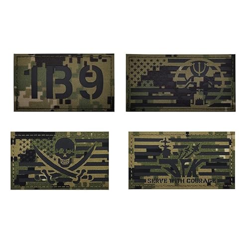 2 PCS Camouflage Piratenflaggenaufnäher, reflektierende taktische Moralapplikation, Haken- und Schleifenverschluss, US Flaggenaufnäher (8,as Shown) von ZXRSJBL