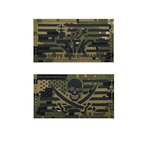 2 PCS Camouflage Piratenflaggenaufnäher, reflektierende taktische Moralapplikation, Haken- und Schleifenverschluss, US Flaggenaufnäher (9,as Shown) von ZXRSJBL