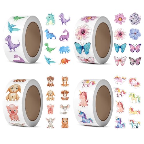 ZXShow 2000 Stück RundeCartoon Tiersticker Einhorn Sticker Rolle Schmetterlinge Dinosaurier Kinder Sticker Rolle für Belohnung, Deko, Schule, Geschenk, DIY ZXShow 2000 Stück RundeCartoon Tiersticker Einhorn Sticker Rolle Schmetterlinge Dinosaurier Kinder Sticker Rolle für Belohnung, Deko, Schule, Geschenk, DIY von ZXShow