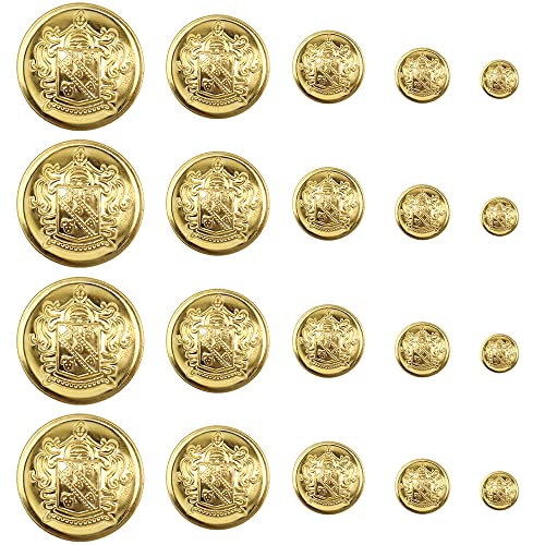 ZXShow 50 Stück Metall Blazer Knöpfe Set 15mm 18mm 23mm 25mm 30mm Goldene Knöpfe Kleidung Wappen Metallknöpfe Für Blazer Anzüge Mantel Uniform Jacke DIY ZXShow 50 Stück Metall Blazer Knöpfe Set 15mm 18mm 23mm 25mm 30mm Goldene Knöpfe Kleidung Wappen Metallknöpfe Für Blazer Anzüge Mantel Uniform Jacke DIY von ZXShow
