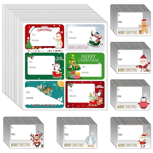ZXTGBQ 180 Stück Aufkleber Weihnachten, Etiketten Selbstklebend, Aufkleber zum Beschriften, ür Geschenkverpackung, Weihnachtsdekoration usw von ZXTGBQ