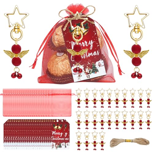 ZXTGBQ 24 Stück Schutzengel Anhänger, Gastgeschenke Taufe Hochzeit mit Organza Tasche und Dankeskarten Anhänger, für Hochzeit, Taufe, Dankeschön, Kommunion, Geburtstag, Silvester, Weihnachten von ZXTGBQ