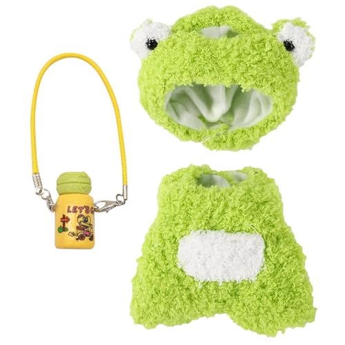 ZXTGBQ 3 Stücke Kleidung für 17 cm Puppen, Puppenkleidung Outfit, Bekleidungs Zubehör, Bekleidung für 17CM Plüsch, Grün (Frosch) von ZXTGBQ