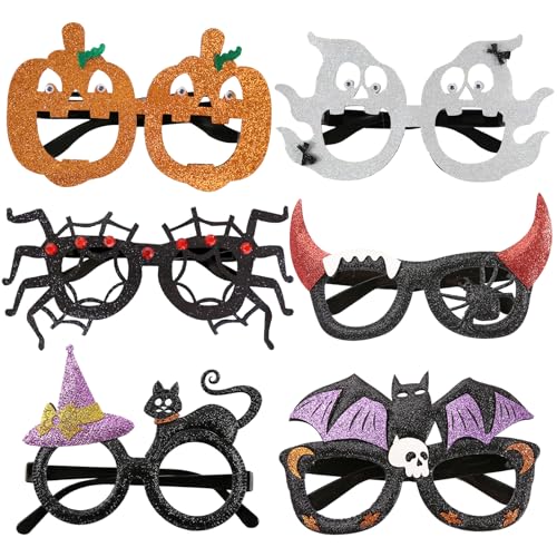 ZXTGBQ 6 Paar Party Sonnenbrille Lustig Halloween Party Deko, ausgefallene Sonnenbrillen in verschiedenen Formen, Partybrillen, funky Sonnenbrillen für Freizeit und Halloween-Partys von ZXTGBQ