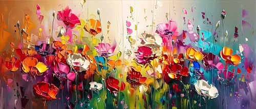 Diamond Painting Blume Diamant Painting Bilder, Diamond Painting Erwachsene Graffiti Diamond Painting Set, Diamond Painting Kinder DIY Eckige Strass Kreuzstich Set, Wand Dekoration 50x120 cm 7-p von ZXYETTBD