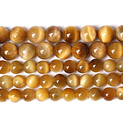 10 mm 38 Stück natürliche Edelsteine goldene Tigeraugen-Perlen, runde Abstandshalter, lose Perlen für Schmuckherstellung, Armband, Halskette, 38,1 cm von ZXYMLZI
