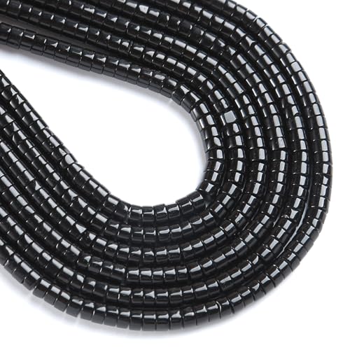 150 Stück 2 x 4 mm natürliche schwarze Achat-Stein-Perlen in Röhrenform, lose, flache, runde zylinderförmige flache Abstandshalter, grüne Steinperlen für Armbänder, Ohrringe, Schmuckherstellung 150 Stück 2 x 4 mm natürliche schwarze Achat-Stein-Perlen in Röhrenform, lose, flache, runde zylinderförmige flache Abstandshalter, grüne Steinperlen für Armbänder, Ohrringe, Schmuckherstellung von ZXYMLZI