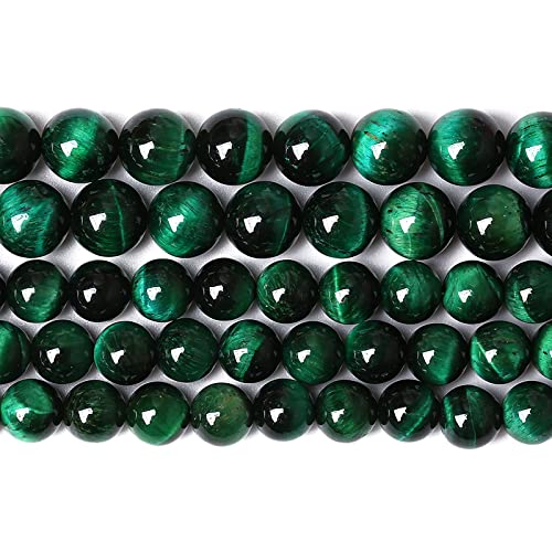 32 Stück 12 mm Tigerauge-Perlen AAA Grün Naturstein Runde Lose Perlen für Schmuckherstellung DIY Armband, Halskette, Ohrringe 38,1 cm von ZXYMLZI