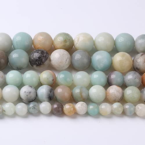 4 mm 90 Stück Naturstein-Perlen, bunte Amazonit-Edelsteine, runde, lose Perlen für Schmuckherstellung, DIY-Armband, Halskette, Ohrringe, 38,1 cm (Amazonit-Perlen, 4 mm) von ZXYMLZI