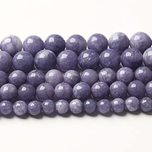 4 mm 90 Stück natürliche lila Angelit-Steinperlen, Lavendel-Edelstein, runde lose Perlen für Schmuckherstellung, DIY-Armband, Halskette, Ohrringe (lila Angelit-Steinperlen, 4 mm) von ZXYMLZI