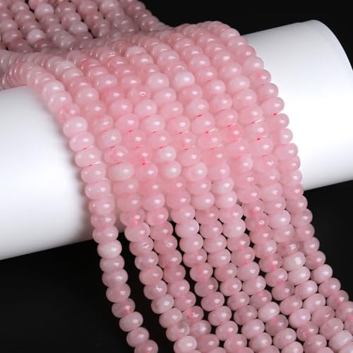 5 x 8 mm, 76 Stück, Naturstein, Rosenquarz, Kristall, Rondelle, Abstandshalter, lose Abakus-Scheibe, runde lose Edelsteinperlen für Schmuckherstellung, DIY, Armband, Halskette 5 x 8 mm, 76 Stück, Naturstein, Rosenquarz, Kristall, Rondelle, Abstandshalter, lose Abakus-Scheibe, runde lose Edelsteinperlen für Schmuckherstellung, DIY, Armband, Halskette von ZXYMLZI