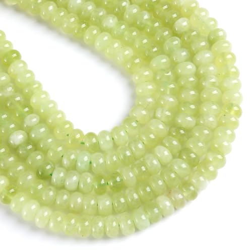 5 x 8 mm, 76 Stück, Naturstein, Zitronengrün, Jade, Rondelle, Abstandshalter, lose Abakus-Scheibe, runde lose Edelsteinperlen für Schmuckherstellung, DIY, Armband, Halskette 5 x 8 mm, 76 Stück, Naturstein, Zitronengrün, Jade, Rondelle, Abstandshalter, lose Abakus-Scheibe, runde lose Edelsteinperlen für Schmuckherstellung, DIY, Armband, Halskette von ZXYMLZI