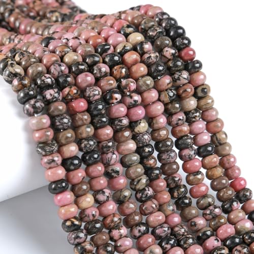 5 x 8 mm, 76 Stück, natürliche schwarze Spitze, Rhodonit, Rondelle, Abstandhalter, lose Perlen, Abakus-Scheibe, runde lose Edelsteinperlen für Schmuckherstellung, DIY, Armband, Halskette 5 x 8 mm, 76 Stück, natürliche schwarze Spitze, Rhodonit, Rondelle, Abstandhalter, lose Perlen, Abakus-Scheibe, runde lose Edelsteinperlen für Schmuckherstellung, DIY, Armband, Halskette von ZXYMLZI