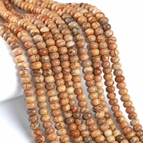 5 x 8 mm, 76 Stück Naturstein-Bilder, Jaspis, Rondelle, Abstandshalter, lose Abakus-Scheibenstein, runde lose Edelsteinperlen für Schmuckherstellung, DIY, Armband, Halskette 5 x 8 mm, 76 Stück Naturstein-Bilder, Jaspis, Rondelle, Abstandshalter, lose Abakus-Scheibenstein, runde lose Edelsteinperlen für Schmuckherstellung, DIY, Armband, Halskette von ZXYMLZI
