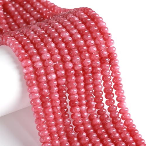 5 x 8 mm, 76 Stück Naturstein-Rosen, rosa Jade-Rondelle-Abstandhalter, lose Abakus-Scheibenstein-Perlen für Schmuckherstellung, DIY, Armband, Halskette 5 x 8 mm, 76 Stück Naturstein-Rosen, rosa Jade-Rondelle-Abstandhalter, lose Abakus-Scheibenstein-Perlen für Schmuckherstellung, DIY, Armband, Halskette von ZXYMLZI