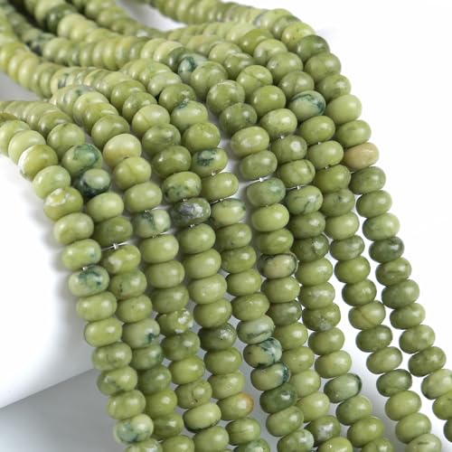 5 x 8 mm, 76 Stück Natursteine, chinesische grüne Jade-Rondelle-Abstandshalter, lose Abakus-Scheibenstein, runde lose Edelsteinperlen für Schmuckherstellung, DIY, Armband, Halskette 5 x 8 mm, 76 Stück Natursteine, chinesische grüne Jade-Rondelle-Abstandshalter, lose Abakus-Scheibenstein, runde lose Edelsteinperlen für Schmuckherstellung, DIY, Armband, Halskette von ZXYMLZI