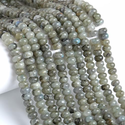 5 x 8 mm, 76 Stück natürliche graue Labradorit-Steine, Rondelle, Abstandhalter, lose Perlen, Abakus-Scheibe, runde lose Edelsteinperlen für Schmuckherstellung, DIY, Armband, Halskette 5 x 8 mm, 76 Stück natürliche graue Labradorit-Steine, Rondelle, Abstandhalter, lose Perlen, Abakus-Scheibe, runde lose Edelsteinperlen für Schmuckherstellung, DIY, Armband, Halskette von ZXYMLZI