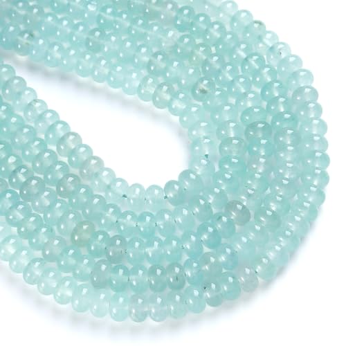 5 x 8 mm, 76 Stück natürliche hellblaue Aquamarin-Steine, Rondelle, Abstandshalter, lose Abakus-Scheibenstein, runde lose Edelsteinperlen für Schmuckherstellung, DIY, Armband, Halskette 5 x 8 mm, 76 Stück natürliche hellblaue Aquamarin-Steine, Rondelle, Abstandshalter, lose Abakus-Scheibenstein, runde lose Edelsteinperlen für Schmuckherstellung, DIY, Armband, Halskette von ZXYMLZI