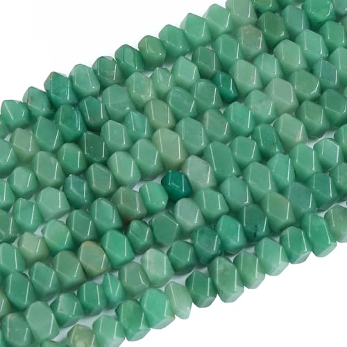 6 x 11 mm, 25 Stück natürliche grüne Aventurinsteine, unregelmäßig, speziell geschliffene Steinperlen, lose Perlen für Schmuck, DIY, Armband, 19,1 cm von ZXYMLZI
