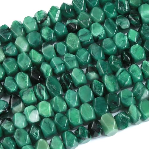 6 x 11 mm, 25 Stück natürliche grüne Smaragdsteine, unregelmäßig, speziell geschliffene Steinperlen, lose Perlen für Schmuck, DIY, Armband, 19,1 cm von ZXYMLZI