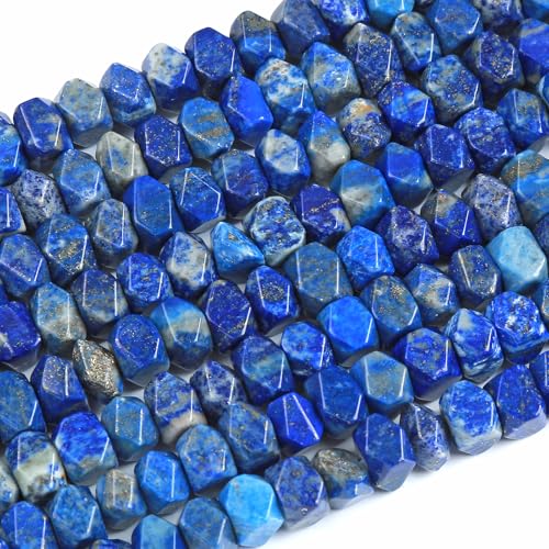 6 x 11 mm, 50 Stück natürliche Lapislazuli-Steine, unregelmäßig, speziell geschliffen, lose Perlen für Schmuck, DIY, Armband, 38,1 cm von ZXYMLZI