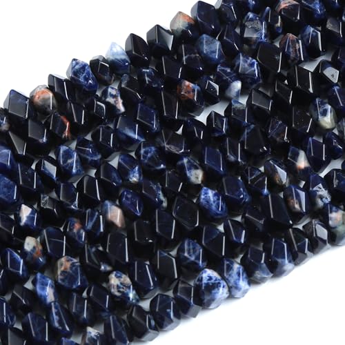 6 x 11 mm, 50 Stück natürliche blaue Sodalith-Steine, unregelmäßig, speziell geschliffene Steinperlen, lose Perlen für Schmuck, DIY, Armband, 19,1 cm von ZXYMLZI