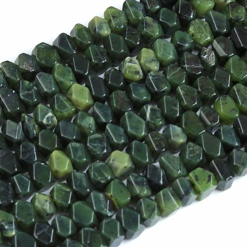 6 x 11 mm, 50 Stück natürliche kanadische Jadesteinperlen, unregelmäßig, speziell geschliffen, lose Perlen für Schmuck, DIY, Armband, 38,1 cm von ZXYMLZI