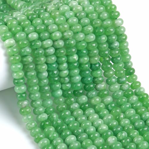 76 Stück 5 x 8 mm Naturstein Grasgrün Jade Rondelle Abstandshalter lose Abakus-Scheibenstein runde lose Edelsteinperlen für Schmuckherstellung DIY Armband Halskette von ZXYMLZI