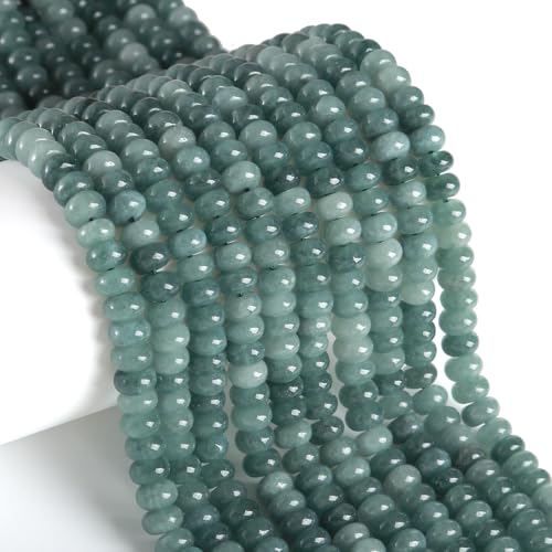 76 Stück 5 x 8 mm Naturstein-Perlen aus dunkler burmesischer Jade, Rondelle, Abstandhalter, lose Abakus-Scheibe, runde lose Edelsteinperlen für Schmuckherstellung, DIY, Armband, Halskette 76 Stück 5 x 8 mm Naturstein-Perlen aus dunkler burmesischer Jade, Rondelle, Abstandhalter, lose Abakus-Scheibe, runde lose Edelsteinperlen für Schmuckherstellung, DIY, Armband, Halskette von ZXYMLZI