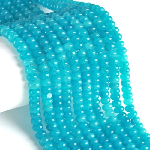 76 Stück 5 x 8 mm Naturstein blauer Amazonit Jade Rondelle Abstandshalter lose Abakus-Scheibenstein runde lose Edelsteinperlen für Schmuckherstellung DIY Armband Halskette von ZXYMLZI