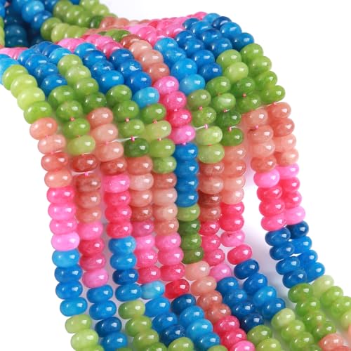 76 Stück 5 x 8 mm Naturstein bunte Turmalin-Jade-Rondelle-Abstandshalter lose Abakus-Scheibenstein runde lose Edelsteinperlen für Schmuckherstellung DIY Armband Halskette 76 Stück 5 x 8 mm Naturstein bunte Turmalin-Jade-Rondelle-Abstandshalter lose Abakus-Scheibenstein runde lose Edelsteinperlen für Schmuckherstellung DIY Armband Halskette von ZXYMLZI