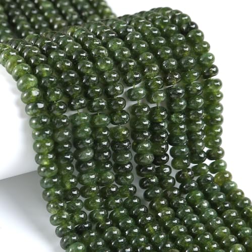 76 Stück 5 x 8 mm Naturstein grüner Granat Jade Rondelle Abstandshalter lose Abakus-Scheibenstein runde lose Edelsteinperlen für Schmuckherstellung DIY Armband Halskette von ZXYMLZI