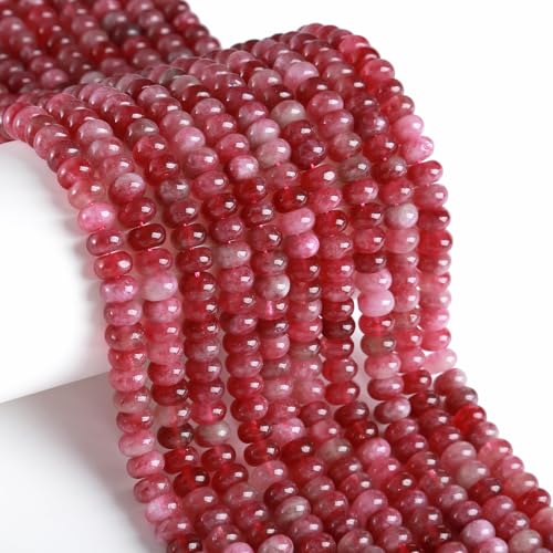 76 Stück 5 x 8 mm Naturstein rosa Turmalin Jade Rondelle Abstandshalter lose Abakus-Scheibenstein runde lose Edelsteinperlen für Schmuckherstellung DIY Armband Halskette 76 Stück 5 x 8 mm Naturstein rosa Turmalin Jade Rondelle Abstandshalter lose Abakus-Scheibenstein runde lose Edelsteinperlen für Schmuckherstellung DIY Armband Halskette von ZXYMLZI