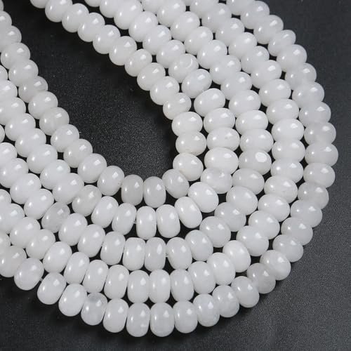 76 Stück 5 x 8 mm natürliche weiße Jadestein-Rondelle-Abstandshalter lose Abakus-Scheibenstein runde lose Edelsteinperlen für Schmuckherstellung, DIY, Armband, Halskette 76 Stück 5 x 8 mm natürliche weiße Jadestein-Rondelle-Abstandshalter lose Abakus-Scheibenstein runde lose Edelsteinperlen für Schmuckherstellung, DIY, Armband, Halskette von ZXYMLZI