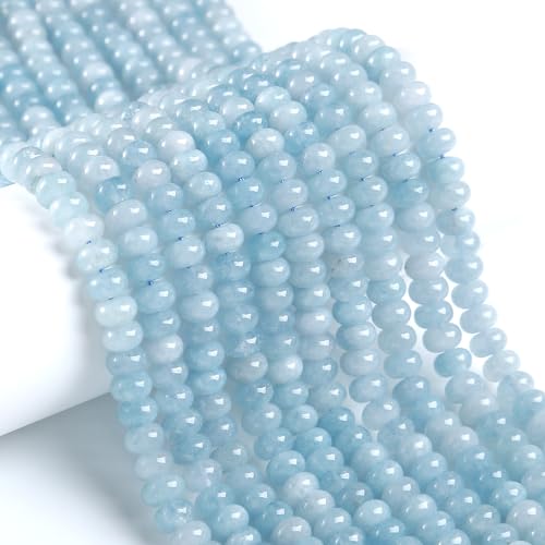 76 Stück natürliche Aquamarin-Stein-Rondelle-Abstandshalter, lose Abakus-Scheibenstein, runde lose Edelsteinperlen für Schmuckherstellung, DIY, Armband, Halskette, 5 x 8 mm 76 Stück natürliche Aquamarin-Stein-Rondelle-Abstandshalter, lose Abakus-Scheibenstein, runde lose Edelsteinperlen für Schmuckherstellung, DIY, Armband, Halskette, 5 x 8 mm von ZXYMLZI