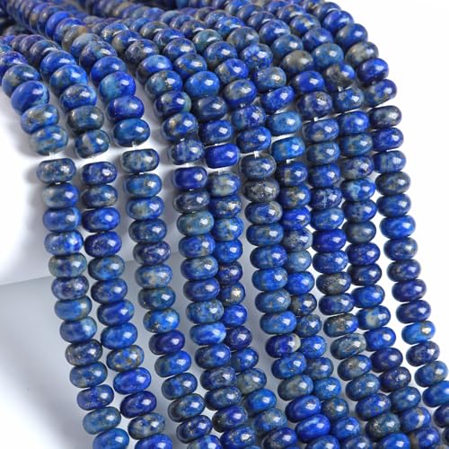 76 Stück natürliche Lapislazuli-Steine, Abstandhalter, lose Abakusscheiben, runde lose Edelsteinperlen für Schmuckherstellung, Armband, Halskette, 5 x 8 mm von ZXYMLZI