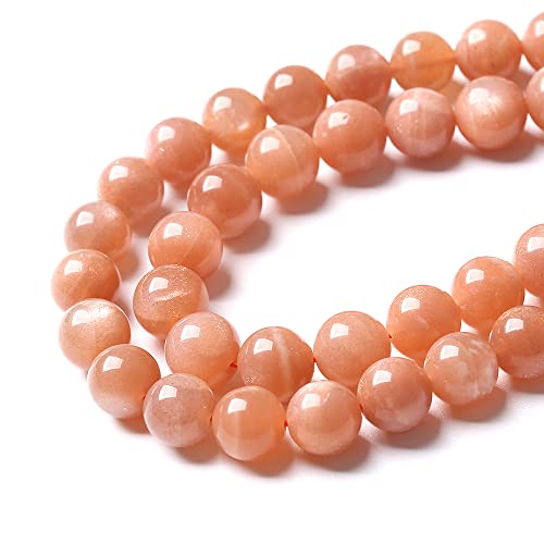 8 mm 45 Stück AAA natürliche Sonnenstein-Edelstein-Perlen, rund, lose Perlen für Schmuckherstellung, Kristall, Energiestein, Heilkraft, DIY-Armband, Halskette, 38,1 cm (Sonnensteinperlen, 8 mm) von ZXYMLZI