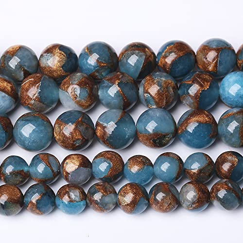 Blaue Cloisonne-Steinperlen für Schmuckherstellung, Armband, Halskette, Zubehör, AAA, 38,1 cm, Energieheilkraft, Steinperlen (blauer Cloisonne-Stein, 8 mm), 45 Stück von ZXYMLZI