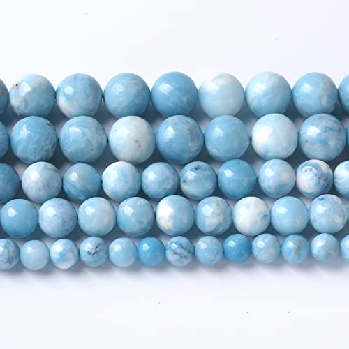 Larimar Perlen, 60 Stück, 6 mm, natürliche Edelsteine, runde lose Perlen für Schmuckherstellung, Energie, Kristall, Heilkraft, Edelstein, DIY-Armband, Halskette (blauer Larimar-Stein, 6 mm) von ZXYMLZI