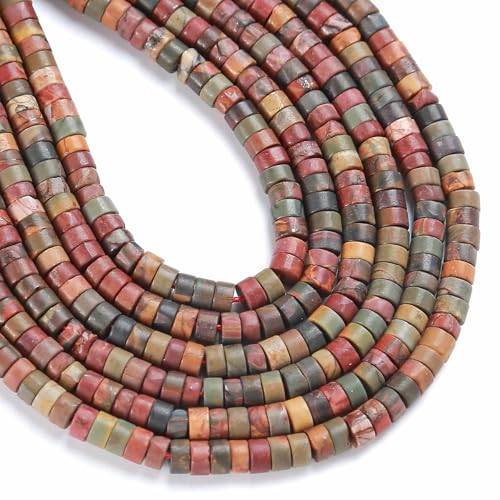 Natürliche Picasso-Jaspis-Steine, röhrenförmig, lose, flache, runde Zylinder-Abstandshalter, grüne Steinperlen für Armbänder, Ohrringe, Schmuckherstellung, 2 x 4 mm, 150 Stück Natürliche Picasso-Jaspis-Steine, röhrenförmig, lose, flache, runde Zylinder-Abstandshalter, grüne Steinperlen für Armbänder, Ohrringe, Schmuckherstellung, 2 x 4 mm, 150 Stück von ZXYMLZI