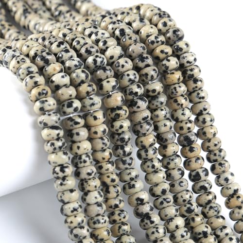 Natürlicher Dalmatiner-Jaspis-Stein, Abstandhalter, lose Abakus-Scheibe, runde lose Edelsteinperlen für Schmuckherstellung, Armband, Halskette, 76 Stück Natürlicher Dalmatiner-Jaspis-Stein, Abstandhalter, lose Abakus-Scheibe, runde lose Edelsteinperlen für Schmuckherstellung, Armband, Halskette, 76 Stück von ZXYMLZI