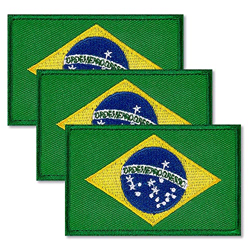 ZXvZYT Bestickte Flicken mit Brasilien-Flagge, Militär-Emblem, für Kleidung, Hut, Rucksack, Dekoration, 3 Stück ZXvZYT Bestickte Flicken mit Brasilien-Flagge, Militär-Emblem, für Kleidung, Hut, Rucksack, Dekoration, 3 Stück von ZXvZYT