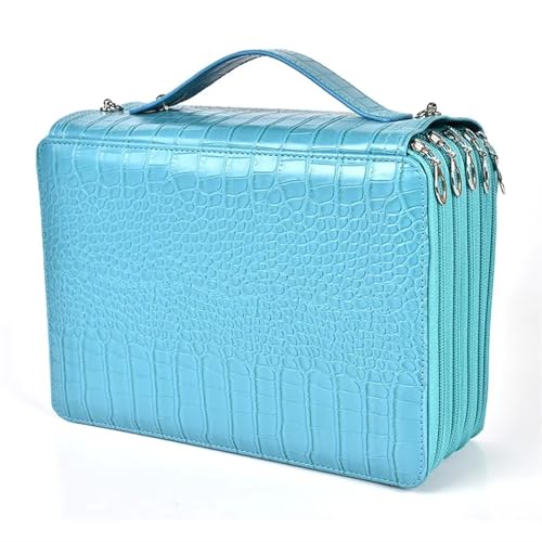 Farbstift-Etui 5-lagiges Federmäppchen aus PU mit 252 Löchern, große Kapazität, Kunst, Malerei, Zeichenstift, Kosmetik, Aufbewahrungstasche, Organizer, Handtasche, Schreibwarenbox Fur FedermäPpchen(Bl von ZYAGH