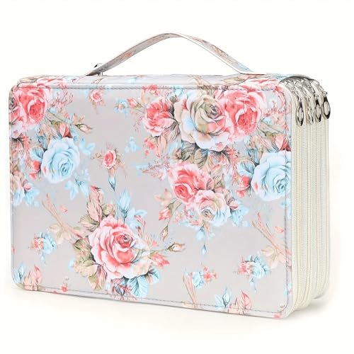 Farbstift-Etui Bleistifttasche mit 200 Löchern, bunte Blumen, Stifttasche, kreatives Skizzieren, multifunktionales Federmäppchen-Set for Studenten mit großer Kapazität Fur FedermäPpchen(Color-D(Empty von ZYAGH