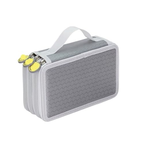 Farbstift-Etui Federmäppchen mit 32/48/72 Löchern for Buntstifte, multifunktional, große Kapazität, Aufbewahrungstasche for Kunst- und Zeichenstifte, Schulschreibwaren Fur FedermäPpchen(Gray-48 Holes) von ZYAGH