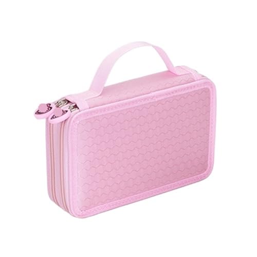 Farbstift-Etui Federmäppchen mit 32/48/72 Löchern for Buntstifte, multifunktional, große Kapazität, Aufbewahrungstasche for Kunst- und Zeichenstifte, Schulschreibwaren Fur FedermäPpchen(Pink-32 Holes) von ZYAGH
