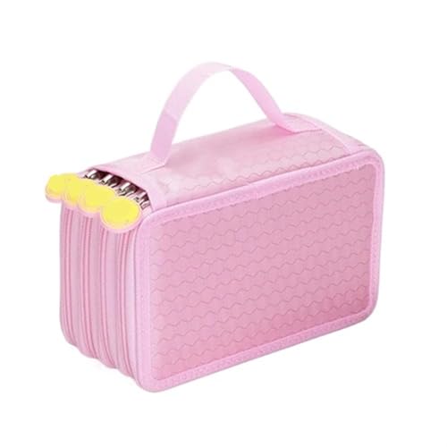 Farbstift-Etui Federmäppchen mit 32/48/72 Löchern for Buntstifte, multifunktional, große Kapazität, Aufbewahrungstasche for Kunst- und Zeichenstifte, Schulschreibwaren Fur FedermäPpchen(Pink-72 Holes) von ZYAGH