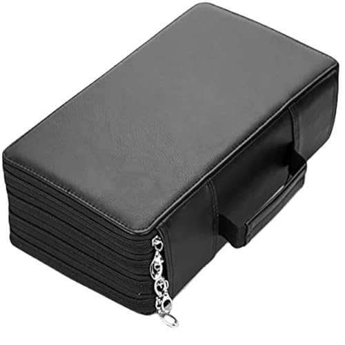 ZYAGH Farbstift-Etui Tragbare Bleistifttasche aus PU mit großer Kapazität, einfarbig, 300 Löcher, Bleistiftbox, Aufbewahrungstasche for Schreibwaren Fur FedermäPpchen(Black) von ZYAGH
