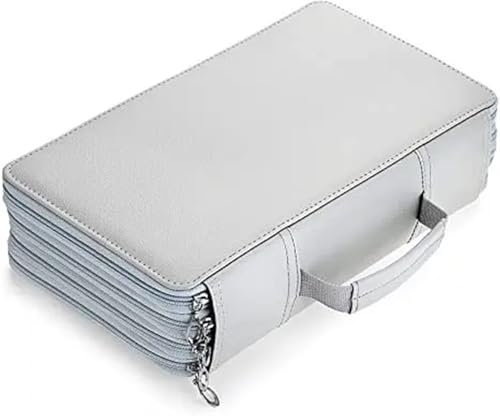 ZYAGH Farbstift-Etui Tragbare Bleistifttasche aus PU mit großer Kapazität, einfarbig, 300 Löcher, Bleistiftbox, Aufbewahrungstasche for Schreibwaren Fur FedermäPpchen(Light Grey) von ZYAGH