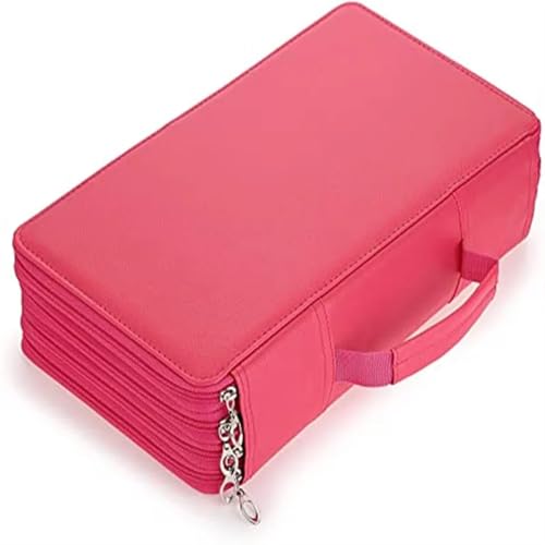 ZYAGH Farbstift-Etui Tragbare Bleistifttasche aus PU mit großer Kapazität, einfarbig, 300 Löcher, Bleistiftbox, Aufbewahrungstasche for Schreibwaren Fur FedermäPpchen(Red) von ZYAGH